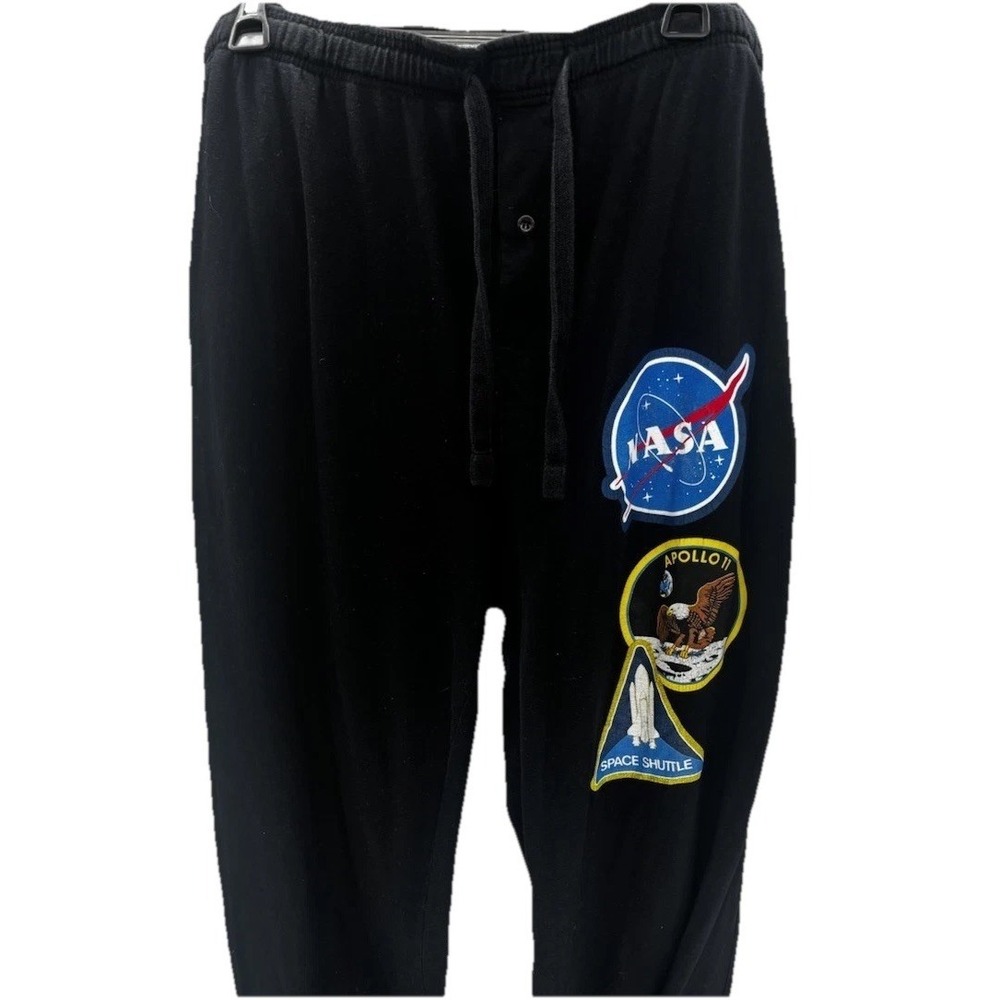 Liftoff NASA Apollo Men's XL Black Pajama Pants Space Lounge Casual Drawstring
